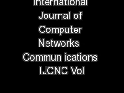 International Journal of Computer Networks  Commun ications IJCNC Vol