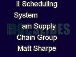RoomWizard  II Scheduling System              am Supply Chain Group Matt Sharpe 