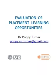 EVALUATION OF PLACEMENT LEARNING OPPORTUNITIES