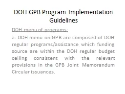 DOH GPB Program Implementation Guidelines