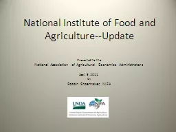 National Institute of Food and Agriculture--Update