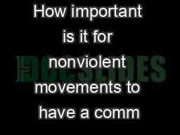 How important is it for nonviolent movements to have a comm
