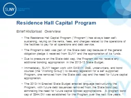 Residence Hall Capital Program
