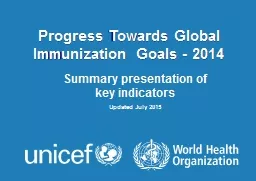 1 Progress Towards Global Immunization Goals -