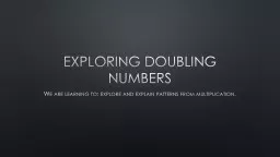Exploring Doubling Numbers