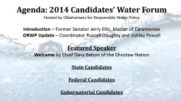 Agenda: 2014 Candidates’ Water Forum