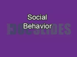 Social Behavior & Game Theory