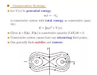 Conservative Systems et  be potential energy is conservative system with total energy as conservative quan tity iven   is conservative quantity if dEdt