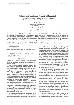 Solution of nonlinear Riccati differential equation using Chebyshev wavelets S