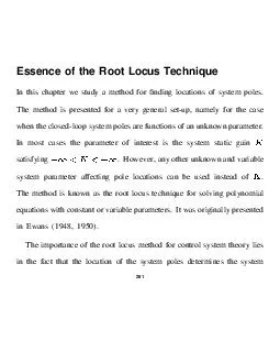 Essence of the Root Locus echnique In this chapter we study method for nding locations
