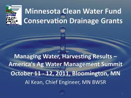 Minnesota Clean Water Fund Conservation Drainage Grants