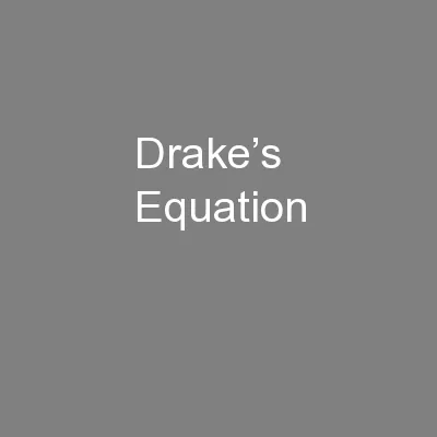 Drake’s Equation