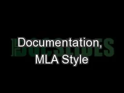 Documentation, MLA Style