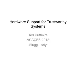 Hardware Support for Trustworthy Systems
