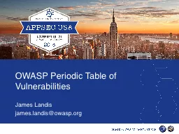 OWASP Periodic Table of Vulnerabilities