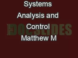 Systems Analysis and Control Matthew M