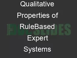 Verication of Qualitative Properties of RuleBased Expert Systems Alfonsus D