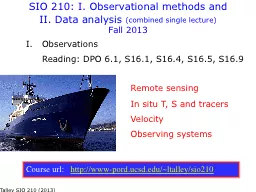 SIO 210: I. Observational methods and II. Data analysis