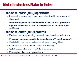 Made-to-stock (MTS) operations
