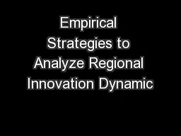 Empirical Strategies to Analyze Regional Innovation Dynamic