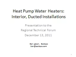 Heat Pump Water Heaters:  Interior, Ducted Installations