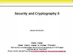 1 Security and Cryptography II