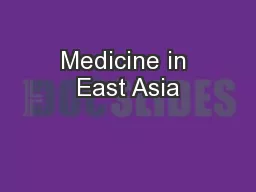 Medicine in East Asia