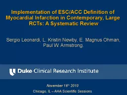Implementation of ESC/ACC Definition of Myocardial Infarcti