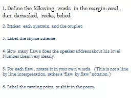 1. Define the following words in the margin: coral, dun, da