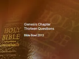 Genesis Chapter Thirteen Questions