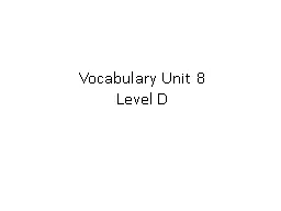 Vocabulary Unit 8