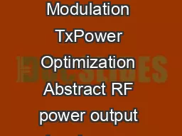 ECHNICAL BRIEF  Adaptive Modulation  TxPower Optimization Adaptive Modulation TxPower