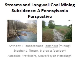 Streams and Longwall Coal Mining Subsidence: A Pennsylvania