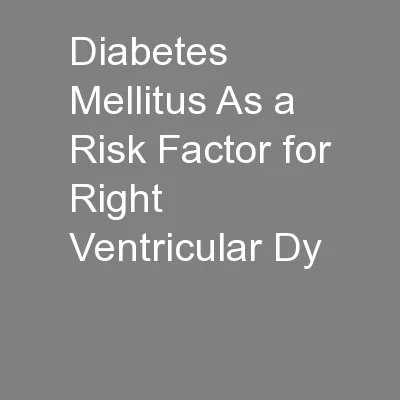 Diabetes Mellitus As a Risk Factor for Right Ventricular Dy