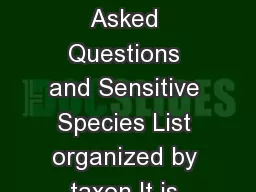 OREGON DEPARTMENT OF FISH AND WILDLIFE SENSITIVE SPECIES Frequently Asked Questions and