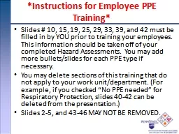 *Instructions for Employee PPE Training*