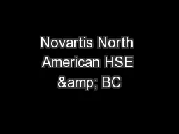Novartis North American HSE & BC