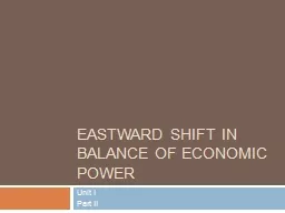 Eastward shift in balance of economic power