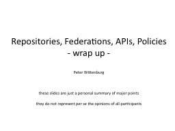Repositories, Federations, APIs, Policies