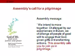 Assembly’s call for a pilgrimage