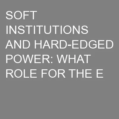 SOFT INSTITUTIONS AND HARD-EDGED POWER: WHAT ROLE FOR THE E
