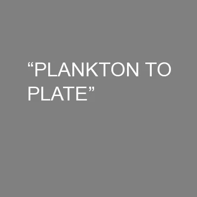 “PLANKTON TO PLATE”