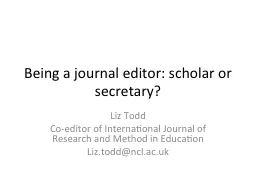 Being a journal editor: