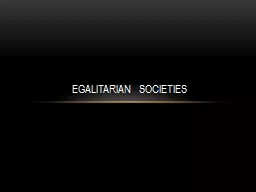 Egalitarian Societies