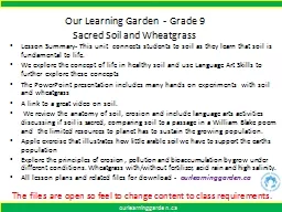 Our Learning Garden  - Grade