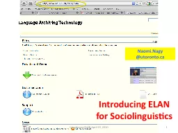 L Introducing ELAN for Sociolinguistics