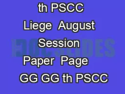 th PSCC Liege  August  Session  Paper  Page     GG GG th PSCC