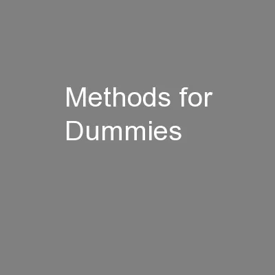 Methods for Dummies