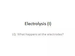 Electrolysis (I)