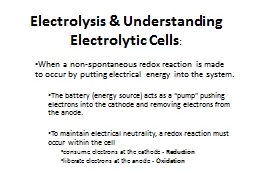 Electrolysis & Understanding